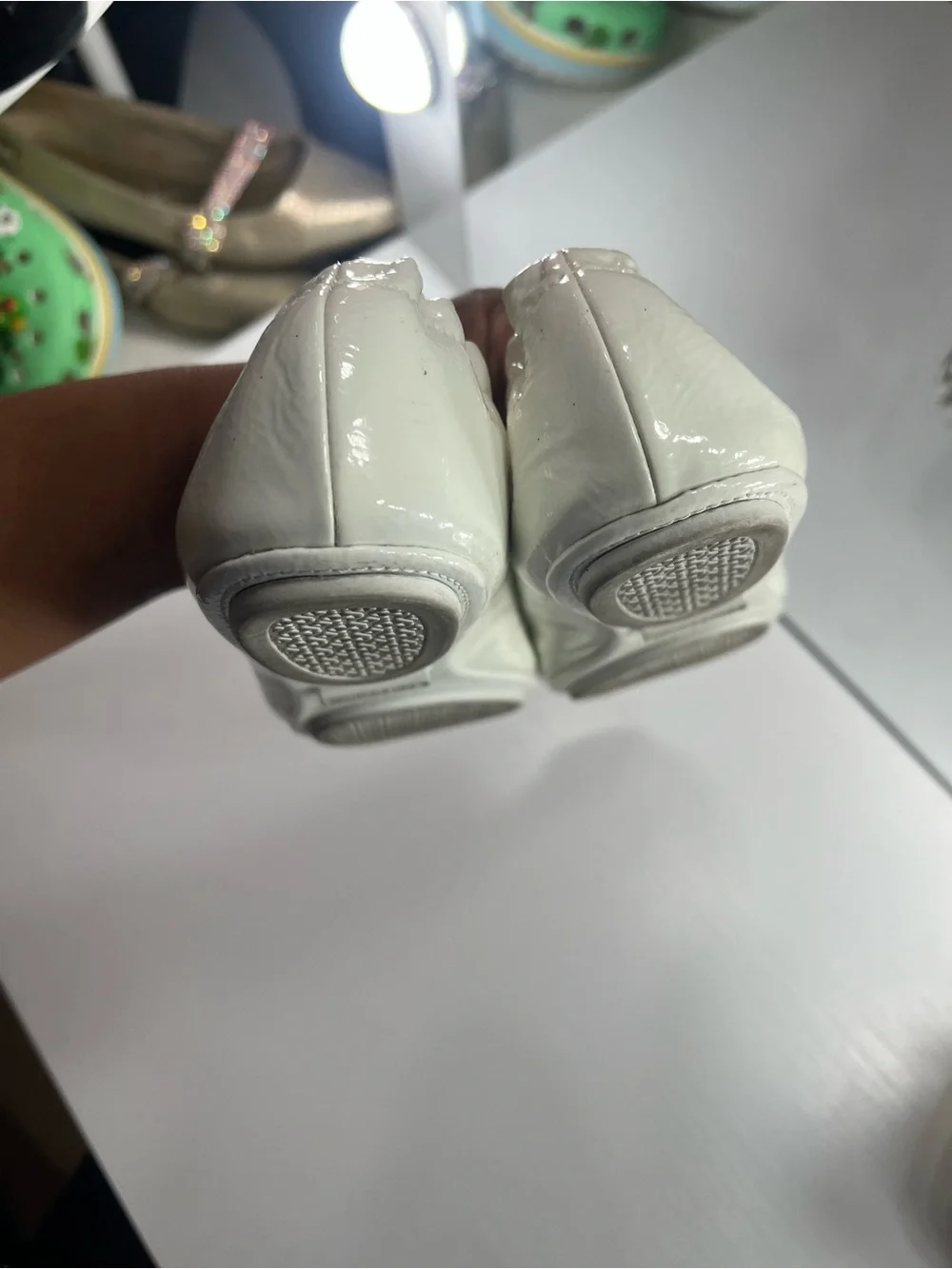 All white Tory Burch minnie flats size 6